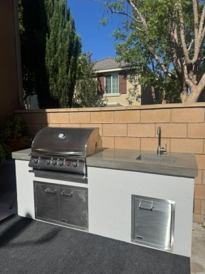 The Montecito 9ft Grand Island with Raised Bar - 108" W x 42" D x 42" H (Bar Height) BBQ Island Built-in cutout for 36" Grand Grill - Ready to Ship (Thumb 2)