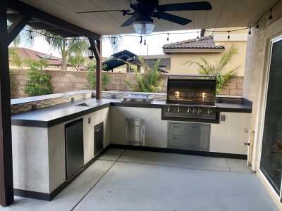 The Pacifica 7ft Modern BBQ Island - 84" W x 34" D x 36" H BBQ Island Cutout for 30" to 32" Built-In Grill - Ready to Ship (Thumb 1)